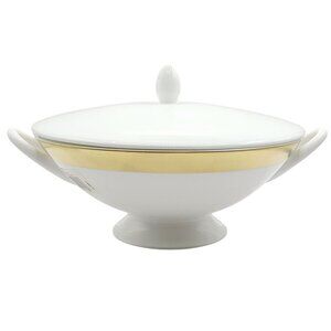 Wedgwood Satine Gold Covered Vegetable Dish with Lid Porcelain New With Tags